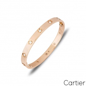 Cartier Rose Gold Full Diamond Love Bracelet Size 17 B6040617 Cartier Rose Gold Full Diamond Love Bracelet Size 17 B6040617
